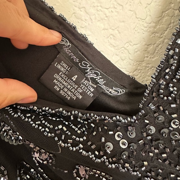 Vintage Pisarro Nights Charcoal Sequin Formal Dress with 3/4 Sleeves Size 4 - Picture 5 of 8